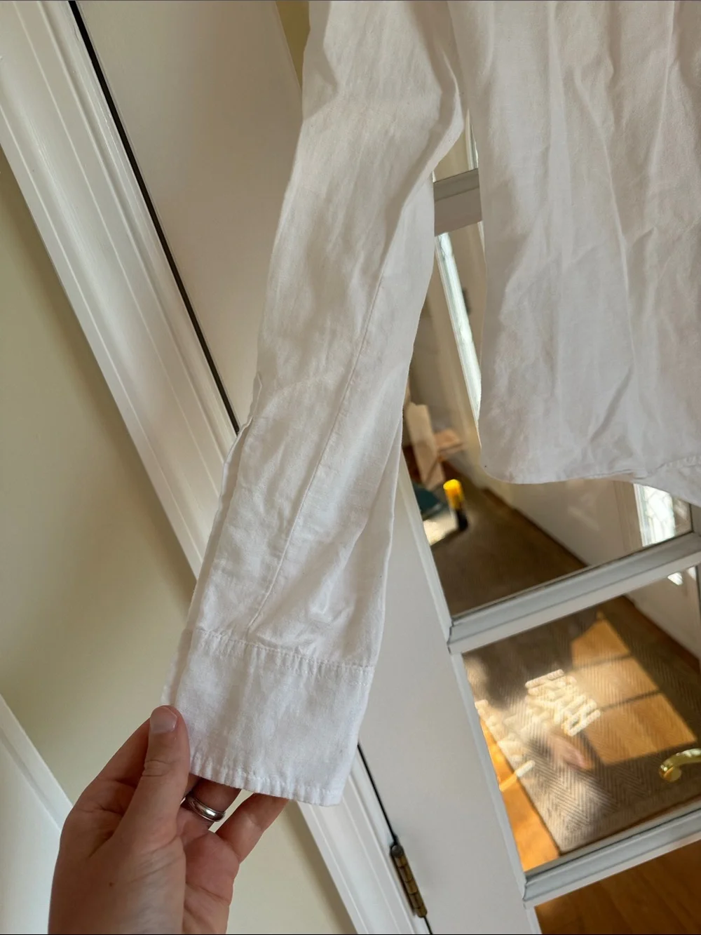 J. Crew White Long-Sleeve Casual Button-Down Shirt